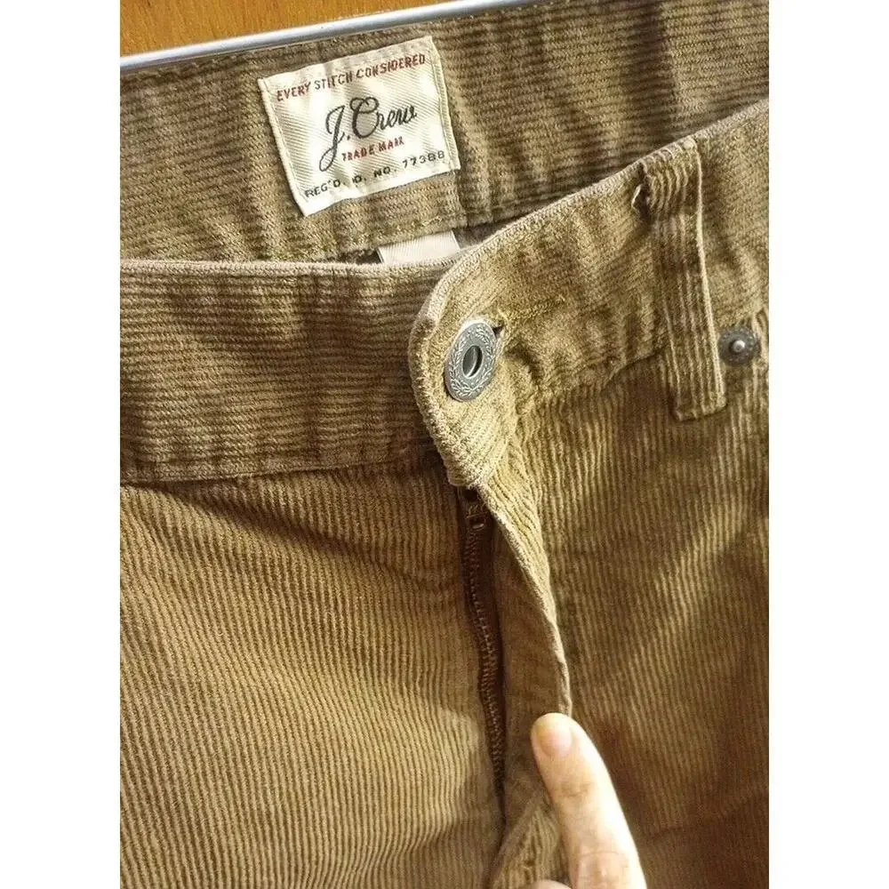 J. Crew 484 Corduroy Pants Mens 32x32 Slim Fit Straight Leg Brown Stretch Preppy